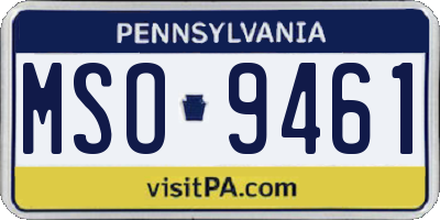 PA license plate MSO9461