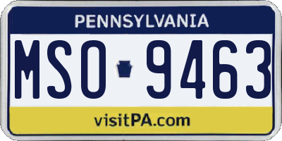 PA license plate MSO9463