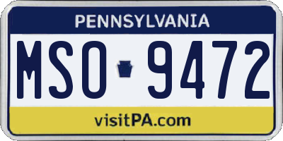 PA license plate MSO9472