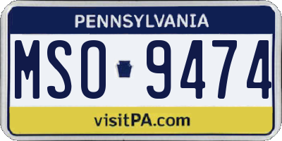 PA license plate MSO9474