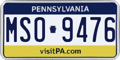 PA license plate MSO9476