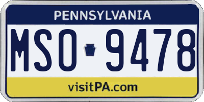 PA license plate MSO9478