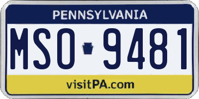 PA license plate MSO9481