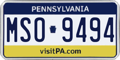 PA license plate MSO9494