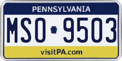 PA license plate MSO9503