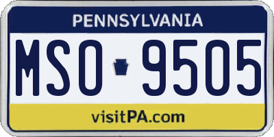 PA license plate MSO9505