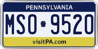 PA license plate MSO9520
