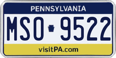 PA license plate MSO9522