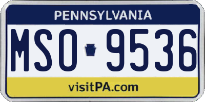 PA license plate MSO9536