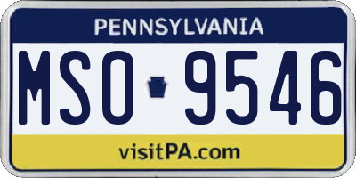 PA license plate MSO9546
