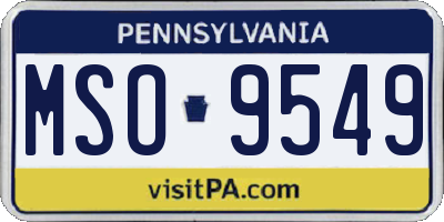 PA license plate MSO9549