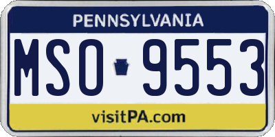PA license plate MSO9553