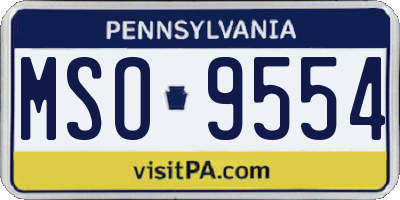 PA license plate MSO9554