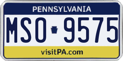 PA license plate MSO9575