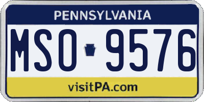 PA license plate MSO9576