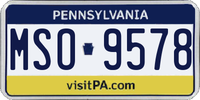 PA license plate MSO9578