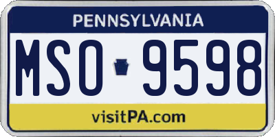 PA license plate MSO9598