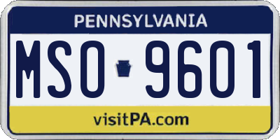 PA license plate MSO9601