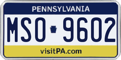 PA license plate MSO9602
