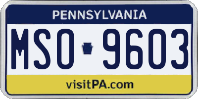PA license plate MSO9603