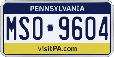 PA license plate MSO9604