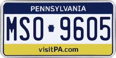 PA license plate MSO9605