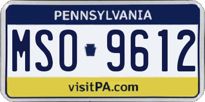 PA license plate MSO9612
