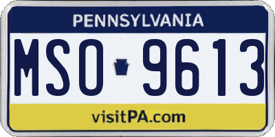PA license plate MSO9613