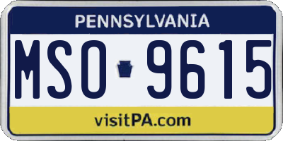PA license plate MSO9615