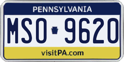 PA license plate MSO9620