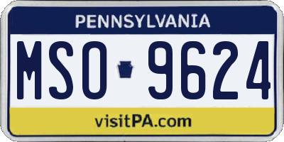 PA license plate MSO9624