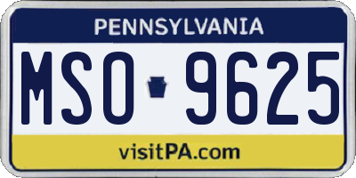 PA license plate MSO9625