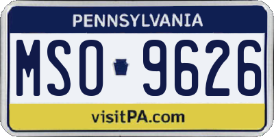 PA license plate MSO9626
