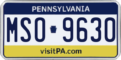 PA license plate MSO9630