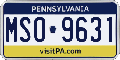 PA license plate MSO9631
