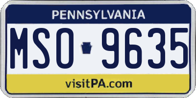 PA license plate MSO9635