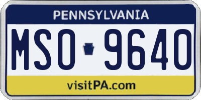 PA license plate MSO9640