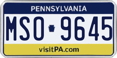 PA license plate MSO9645