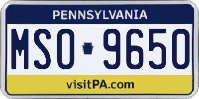 PA license plate MSO9650