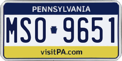 PA license plate MSO9651