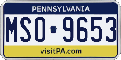 PA license plate MSO9653