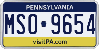 PA license plate MSO9654