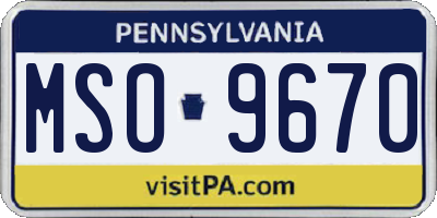 PA license plate MSO9670