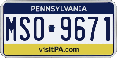 PA license plate MSO9671