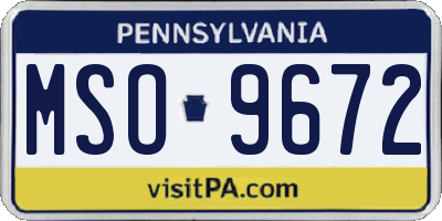 PA license plate MSO9672