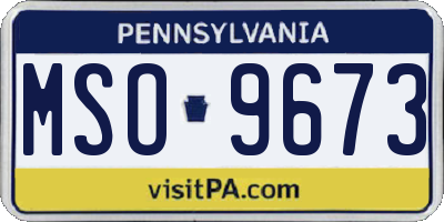 PA license plate MSO9673