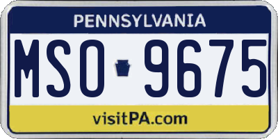 PA license plate MSO9675