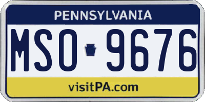 PA license plate MSO9676