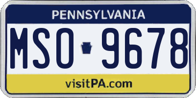 PA license plate MSO9678