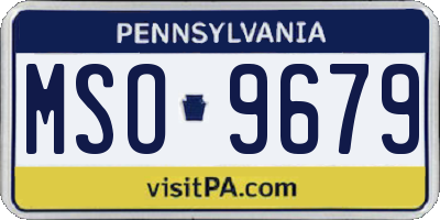 PA license plate MSO9679